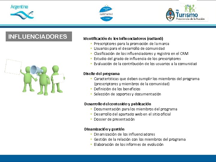 INFLUENCIADORES Identificación de los influenciadores (radian 6) • Prescriptores para la promoción de la