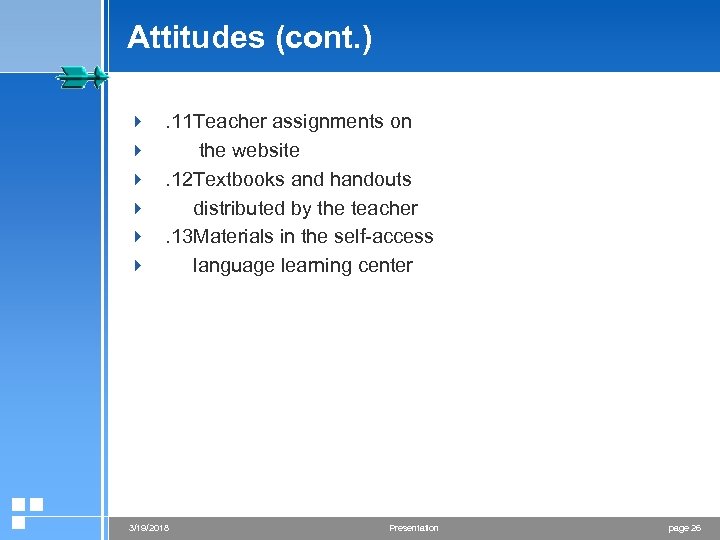 Attitudes (cont. ) 4 4 4 . 11 Teacher assignments on the website .