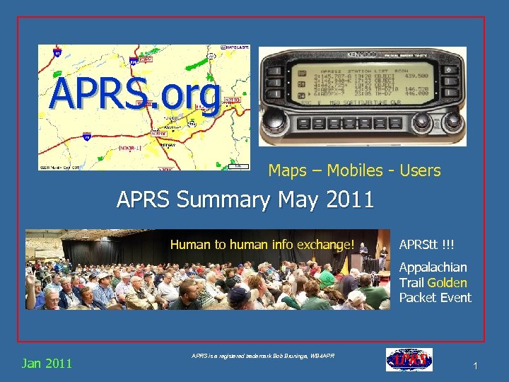 APRS. org Maps – Mobiles - Users APRS Summary May 2011 Human to human