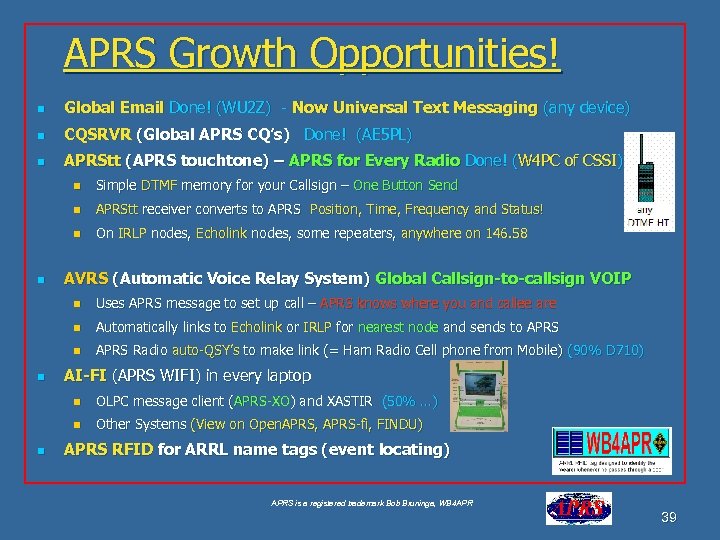 APRS Growth Opportunities! n Global Email Done! (WU 2 Z) - Now Universal Text