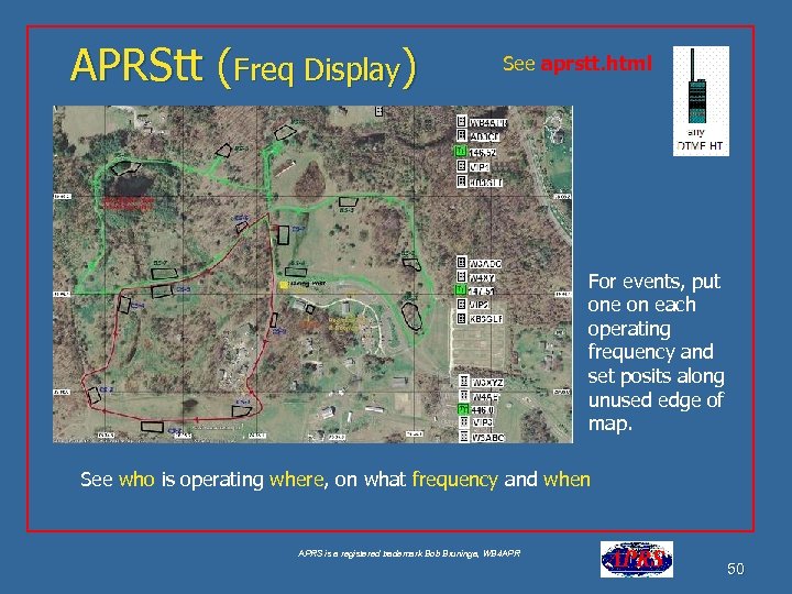 APRStt (Freq Display) See aprstt. html For events, put one on each operating frequency