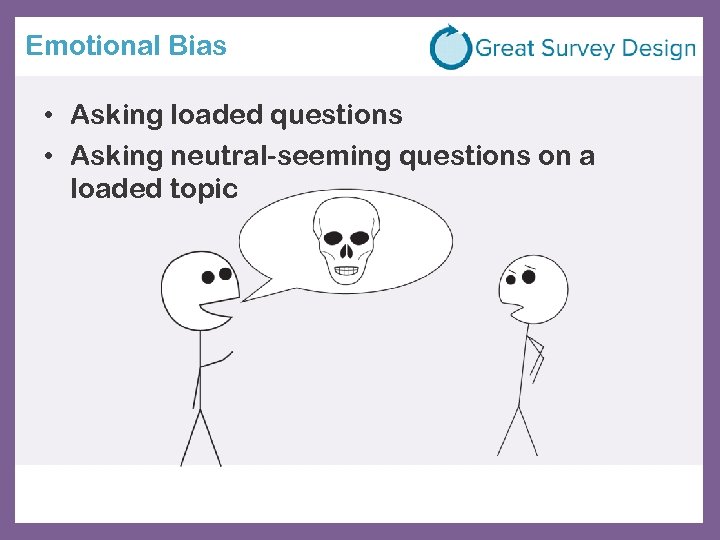 Emotional Bias • Asking loaded questions • Asking neutral-seeming questions on a loaded topic