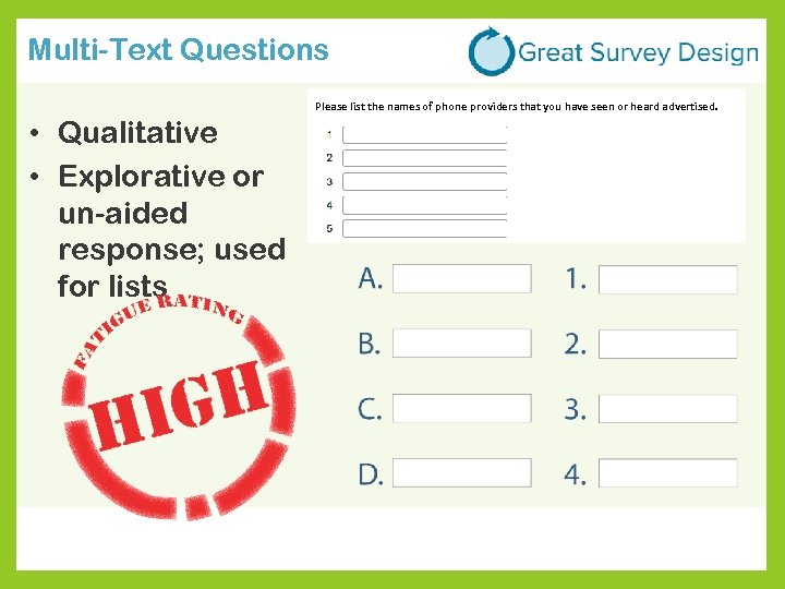 Multi-Text Questions Please list the names of phone providers that you have seen or