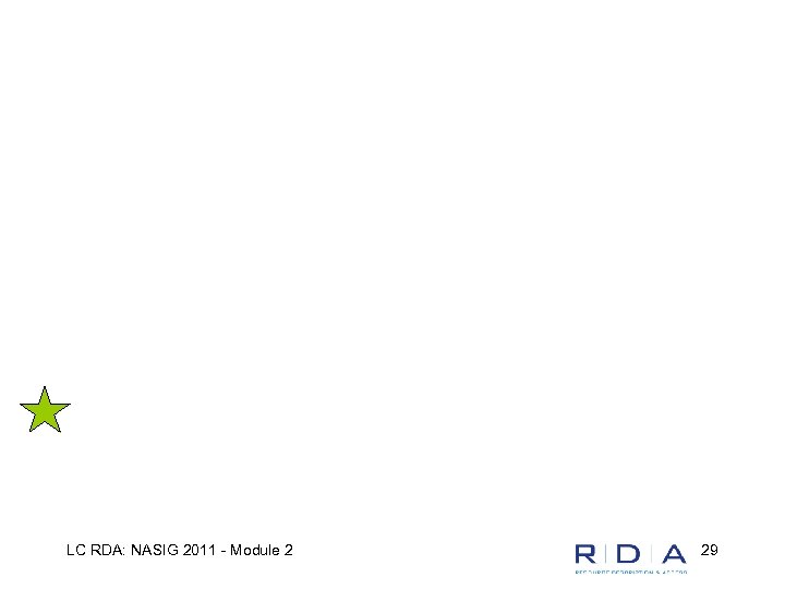 LC RDA: NASIG 2011 - Module 2 29 