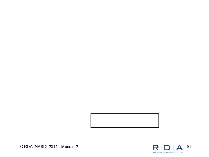 LC RDA: NASIG 2011 - Module 2 51 