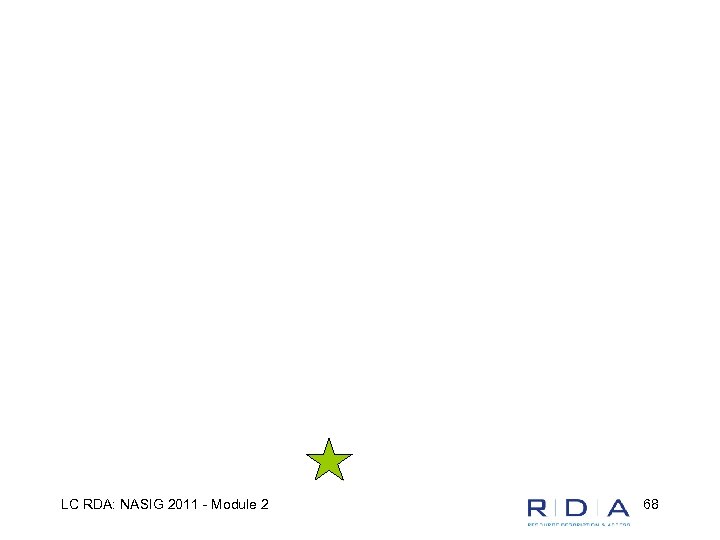 LC RDA: NASIG 2011 - Module 2 68 