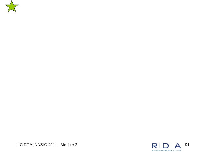 LC RDA: NASIG 2011 - Module 2 81 