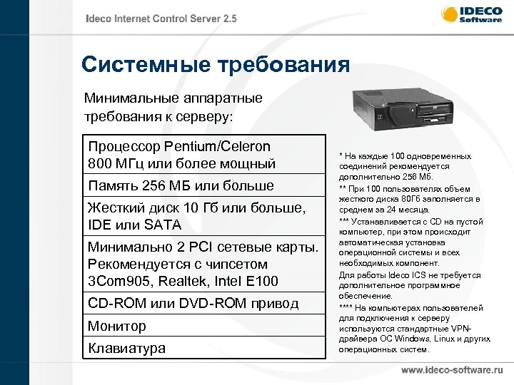 Технические требования компьютера