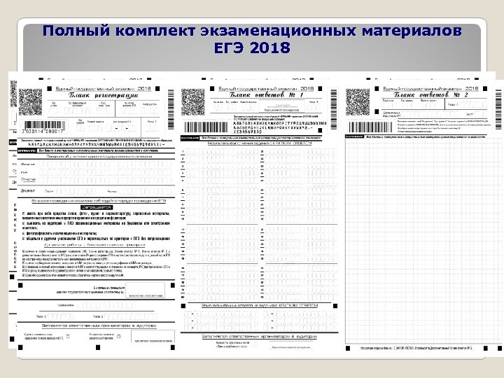 Полный комплект экзаменационных материалов ЕГЭ 2018 