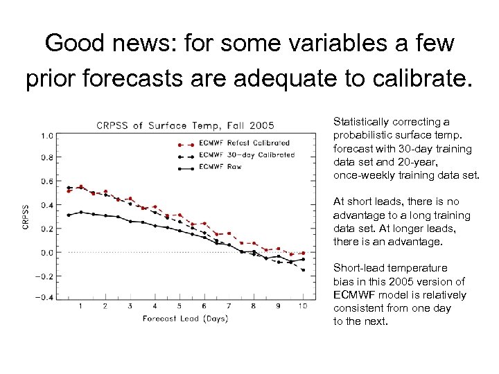 Good news: for some variables a few prior forecasts are adequate to calibrate. Statistically