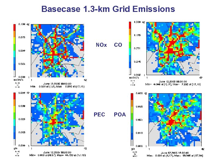 Basecase 1. 3 -km Grid Emissions NOx PEC CO POA 