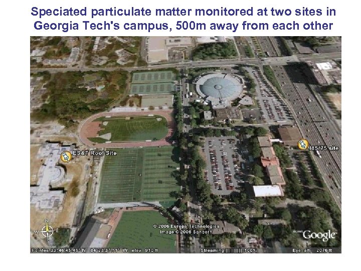 Speciated particulate matter monitored at two sites in Georgia Tech's campus, 500 m away