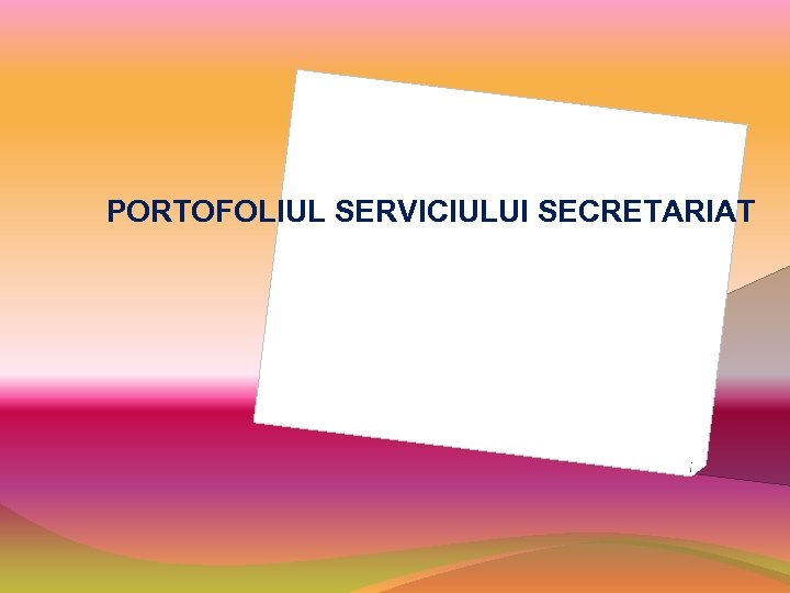 PORTOFOLIUL SERVICIULUI SECRETARIAT 