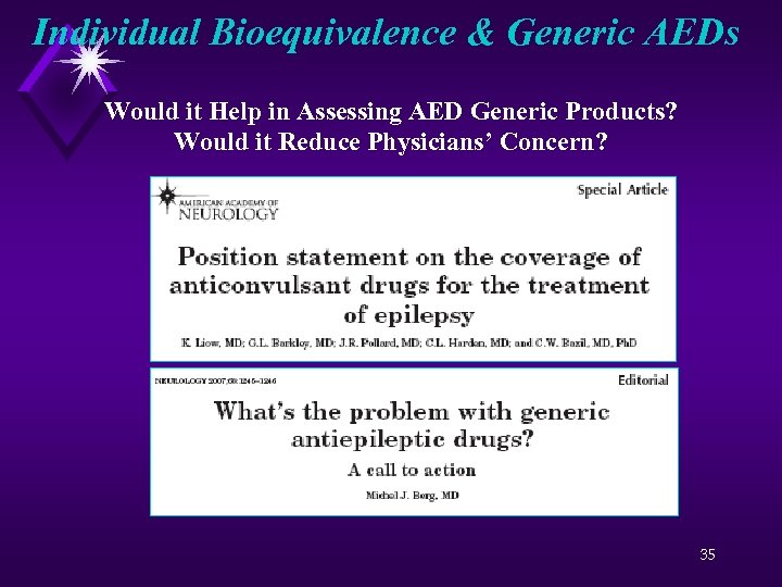 Individual Bioequivalence & Generic AEDs Would it Help in Assessing AED Generic Products? Would