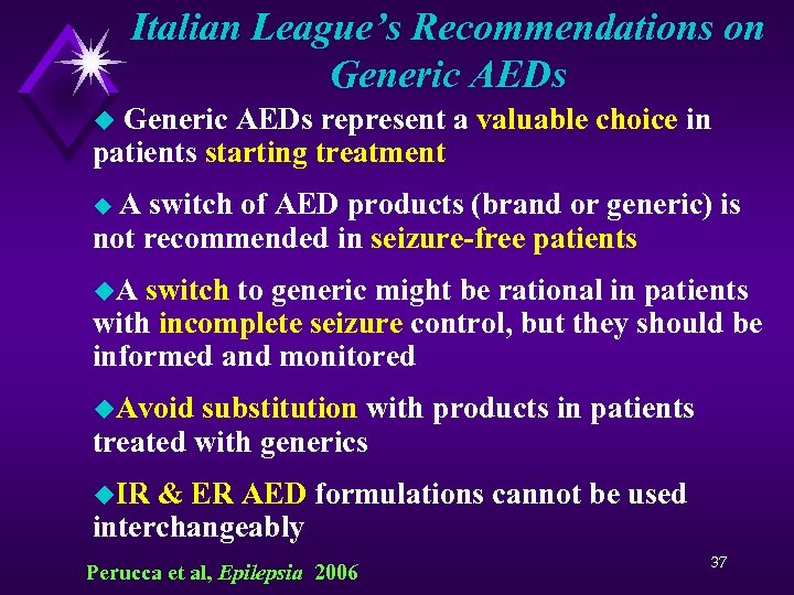 Italian League’s Recommendations on Generic AEDs represent a valuable choice in patients starting treatment