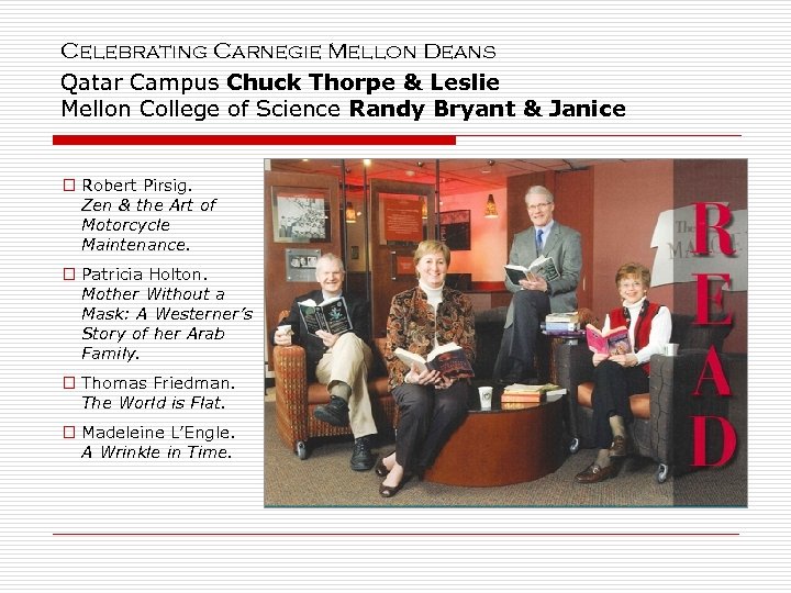 Celebrating Carnegie Mellon Deans Qatar Campus Chuck Thorpe & Leslie Mellon College of Science