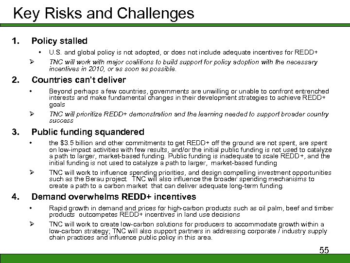 Key Risks and Challenges 1. Policy stalled • Ø 2. Countries can’t deliver •