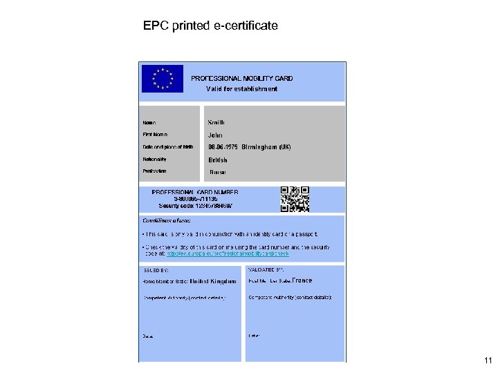 EPC printed e-certificate 11 