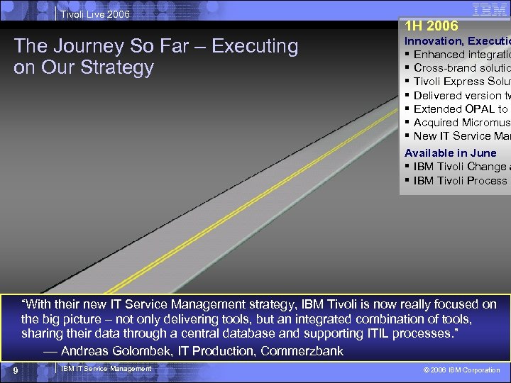 Tivoli Live 2006 The Journey So Far – Executing on Our Strategy 1 H