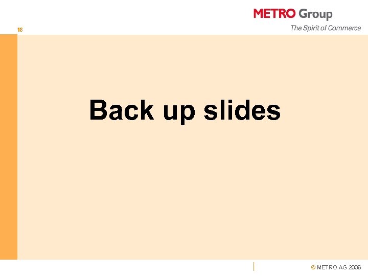 16 Back up slides © METRO AG 2006 