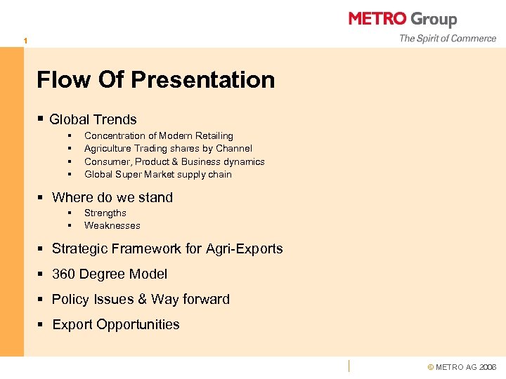 1 Flow Of Presentation § Global Trends § § Concentration of Modern Retailing Agriculture