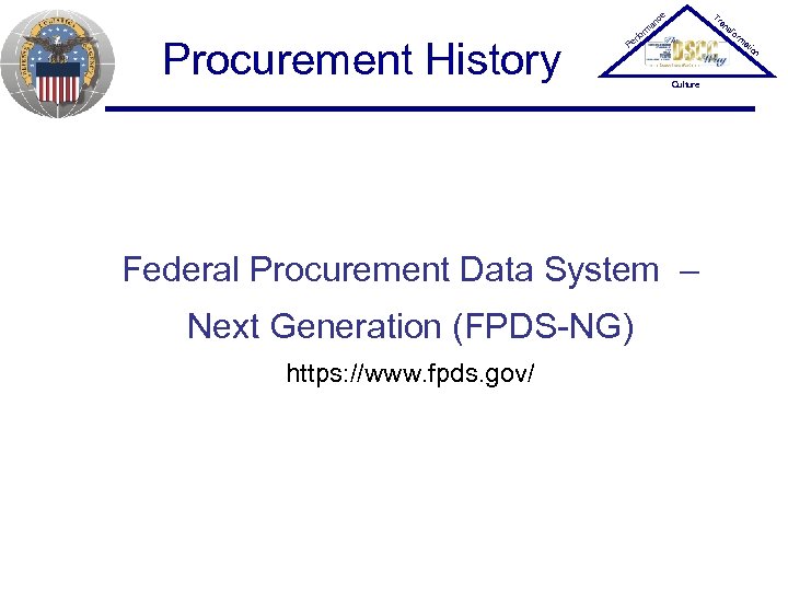 Tr ce an an Procurement History m or f er P Culture Federal Procurement