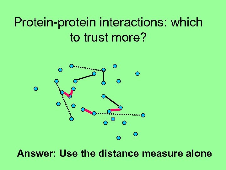 Protein-protein interactions: which to trust more? Answer: Use the distance measure alone 