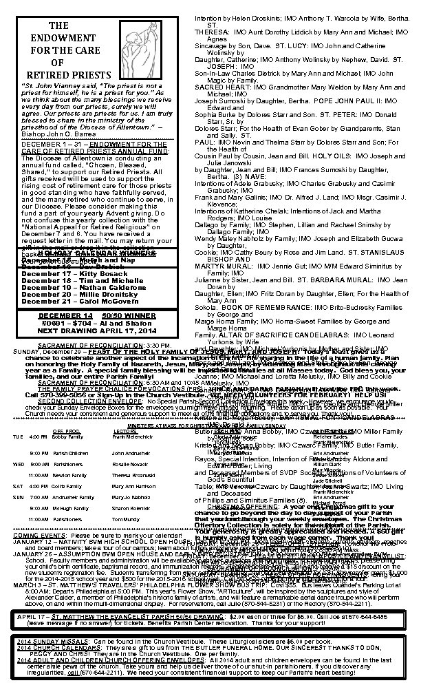 Intention by Helen Droskinis; IMO Anthony T. Warcola by Wife, Bertha. ST. THERESA: IMO