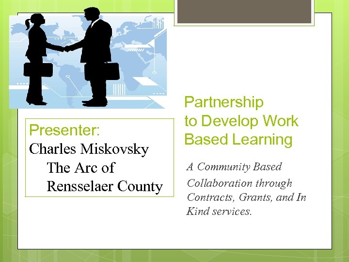 Presenter: Charles Miskovsky The Arc of Rensselaer County Partnership to Develop Work Based Learning