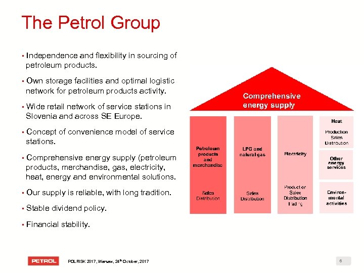 The Petrol Group § Independence and flexibility in sourcing of petroleum products. § Own
