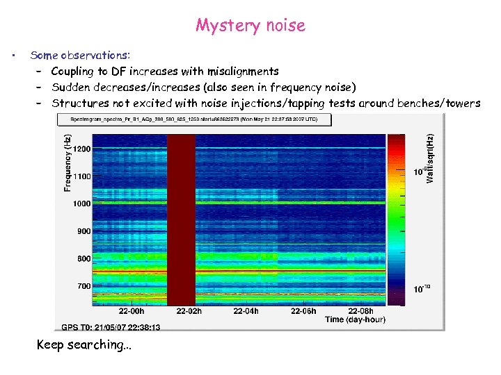 Mystery noise • Some observations: – Coupling to DF increases with misalignments – Sudden