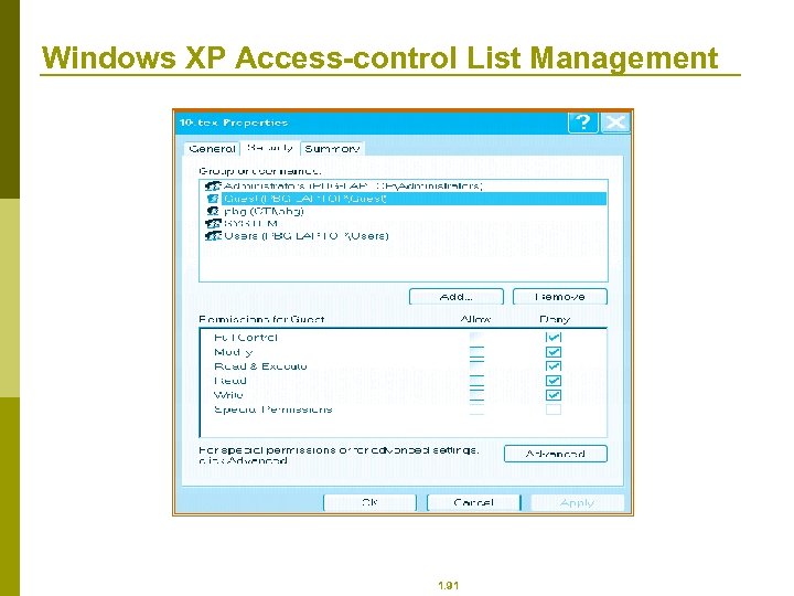 Windows XP Access-control List Management 1. 91 