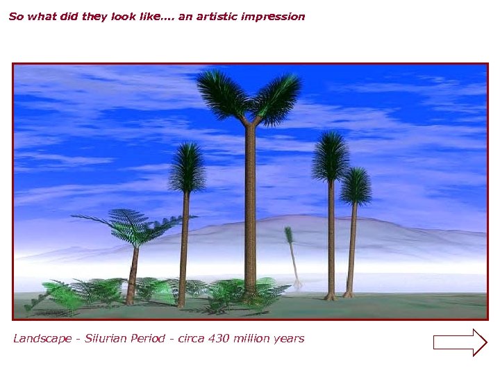So what did they look like…. an artistic impression Landscape - Silurian Period -