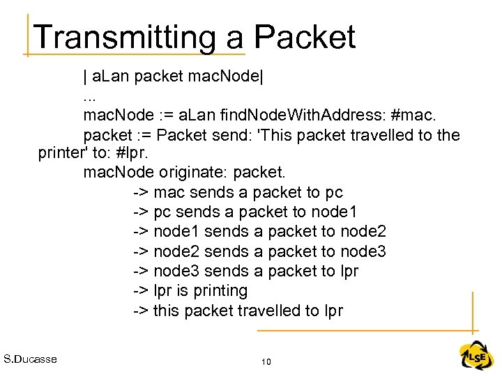 Transmitting a Packet | a. Lan packet mac. Node|. . . mac. Node :