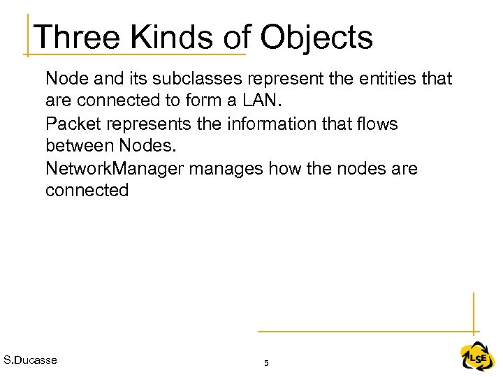 Three Kinds of Objects Node and its subclasses represent the entities that are connected