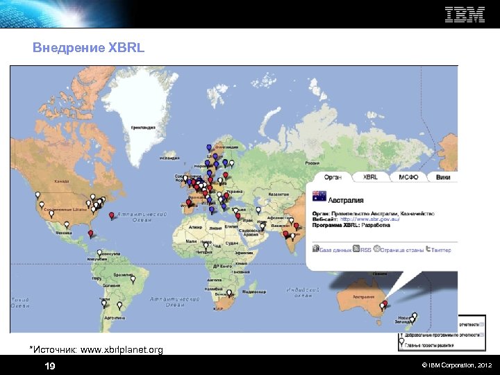 Внедрение XBRL *Источник: www. xbrlplanet. org 19 © IBM Corporation, 2012 
