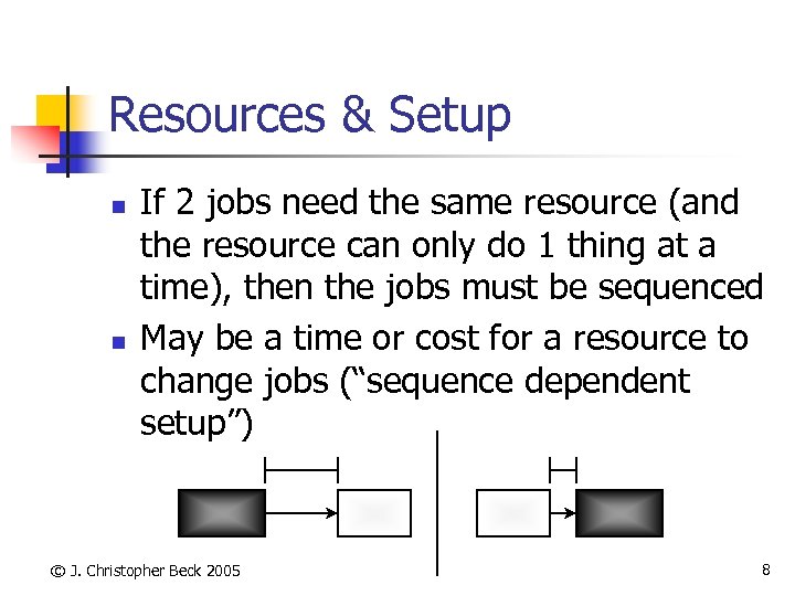 Resources & Setup n n If 2 jobs need the same resource (and the