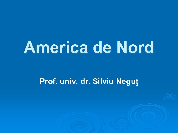 America de Nord Prof. univ. dr. Silviu Neguţ 