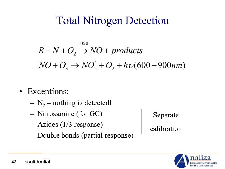 Total Nitrogen Detection • Exceptions: – – 43 N 2 – nothing is detected!