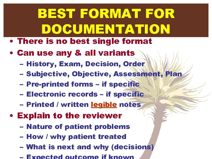 BEST FORMAT FOR DOCUMENTATION • There is no best single format • Can use