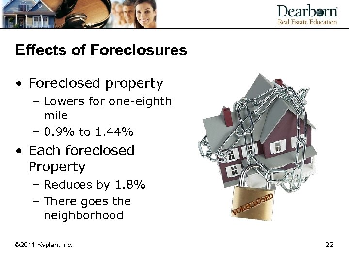 Effects of Foreclosures • Foreclosed property – Lowers for one-eighth mile – 0. 9%
