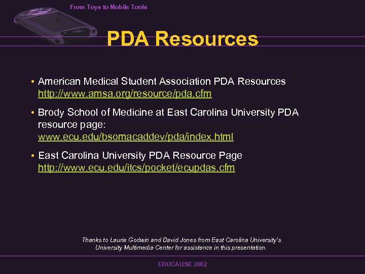 From Toys to Mobile Tools PDA Resources • American Medical Student Association PDA Resources