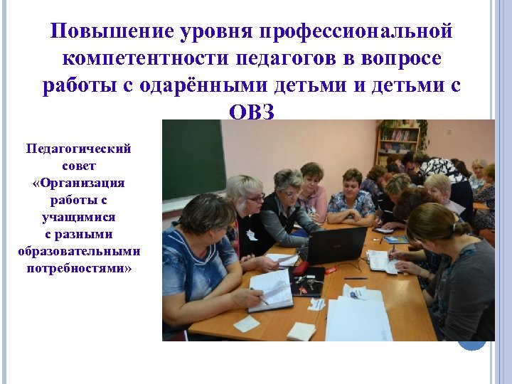 Повышение уровня профессиональной компетентности педагогов в вопросе работы с одарёнными детьми с ОВЗ Педагогический
