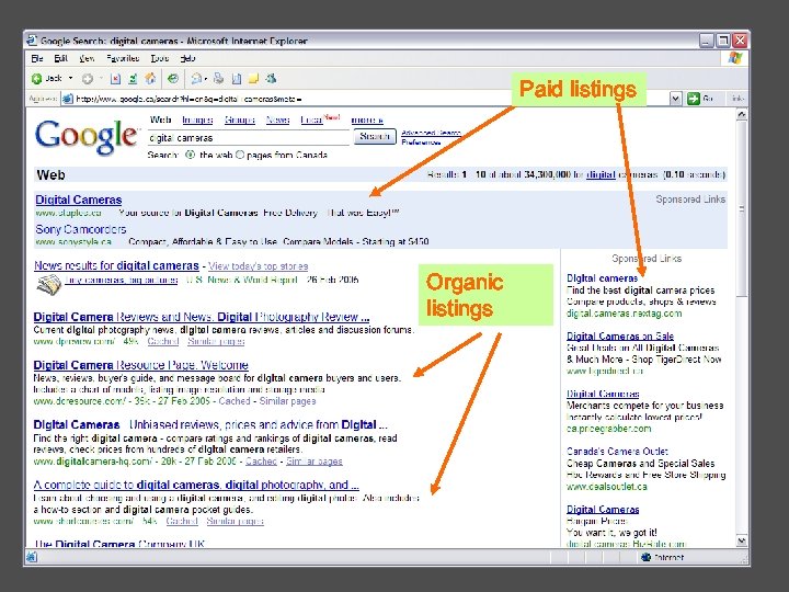 Paid listings Organic listings 