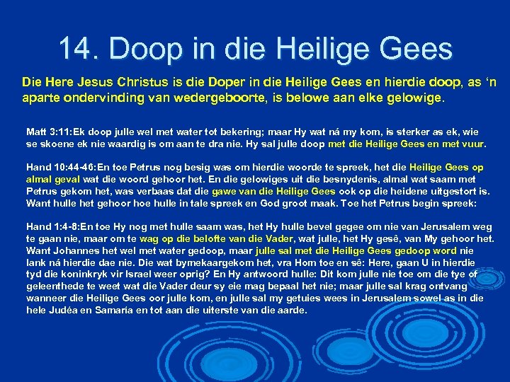 14. Doop in die Heilige Gees Die Here Jesus Christus is die Doper in