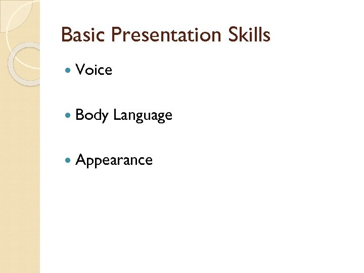 Basic Presentation Skills Voice Body Language Appearance 