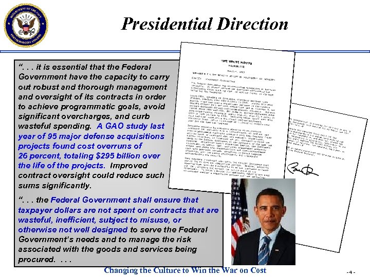 Presidential Direction “. . . it is essential that the Federal Government have the