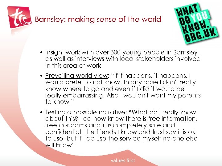 Barnsley: making sense of the world • Insight work with over 300 young people