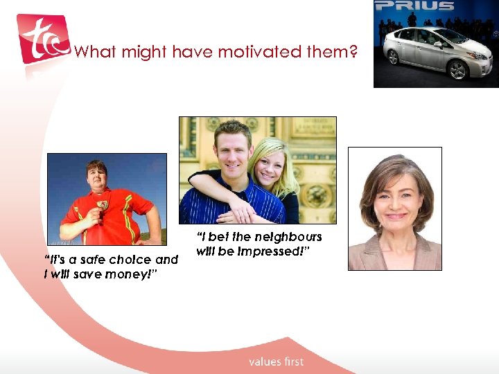 What might have motivated them? “It's a safe choice and I will save money!”