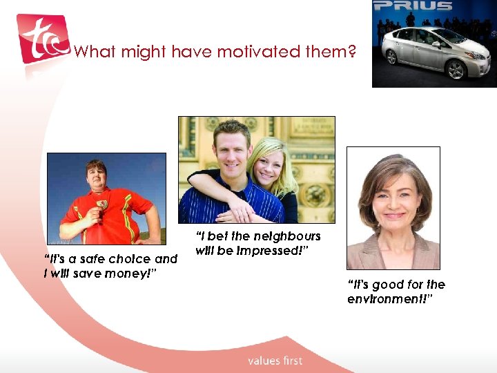 What might have motivated them? “It's a safe choice and I will save money!”